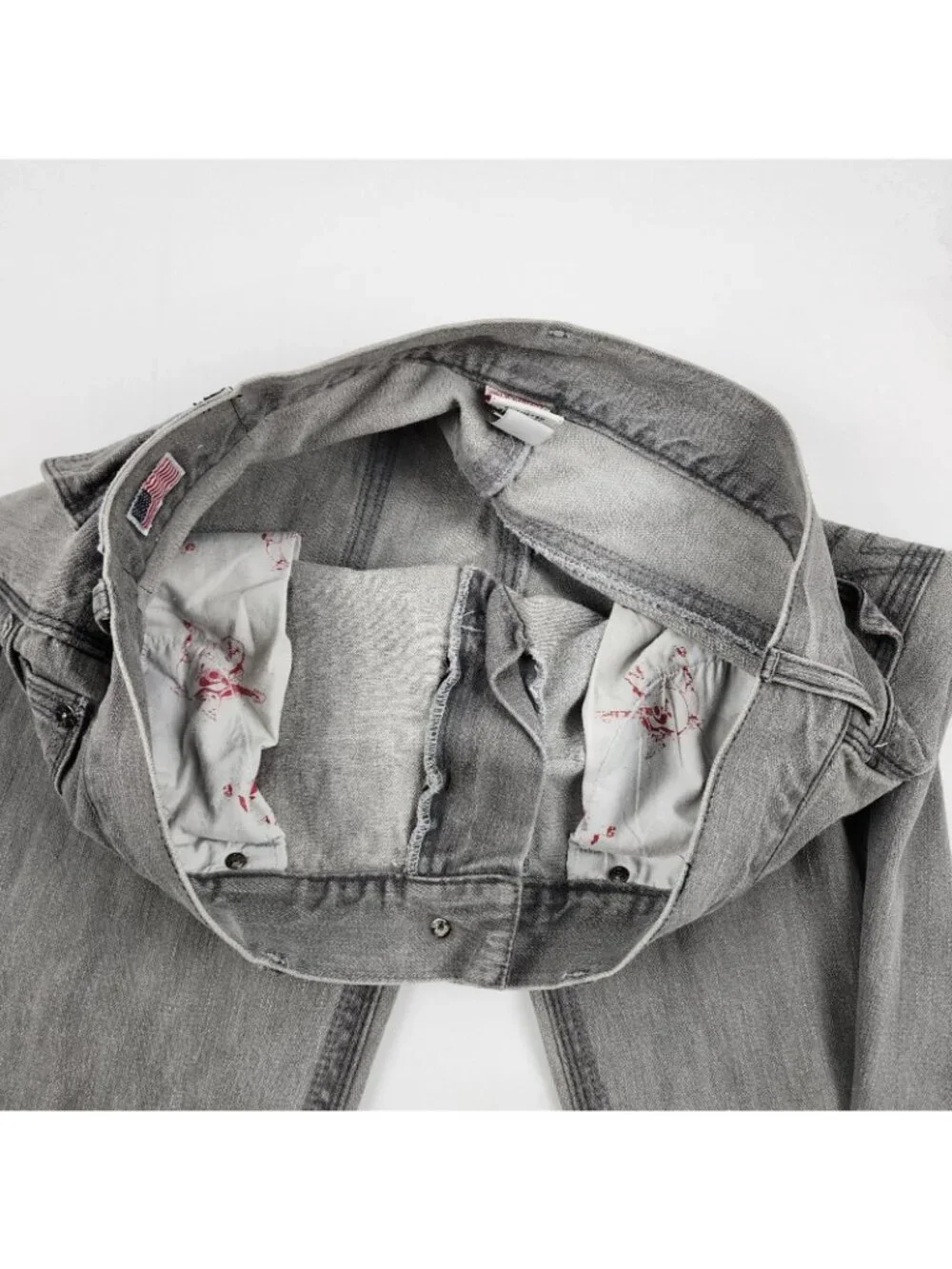 True Religion Jeans Mens 36x34 Gray Mid Rise Straight Leg Denim M58800BQT1 USA